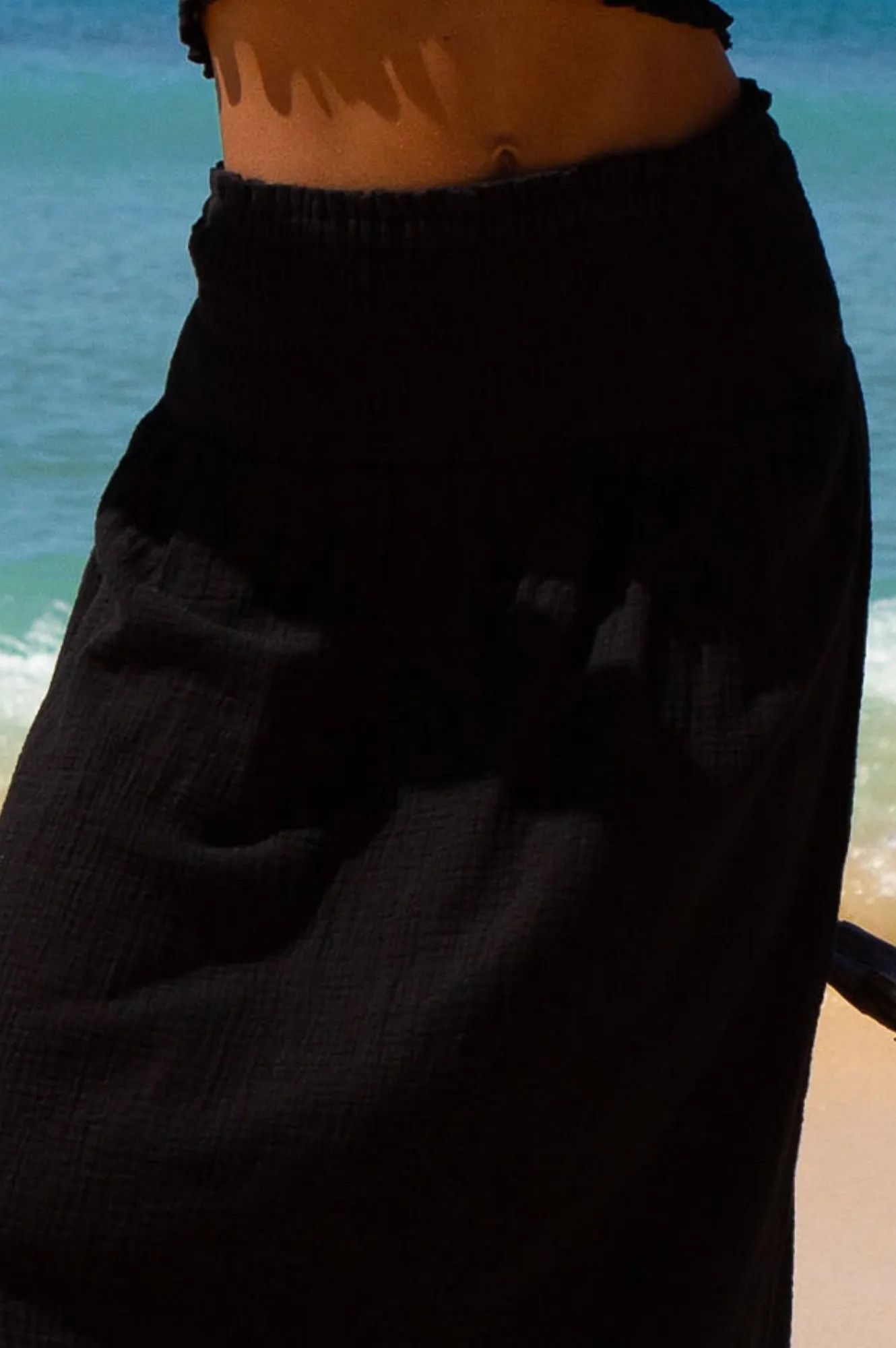 Tiered Design Seasonal Drop Brady Cheesecloth Skirt | Black
