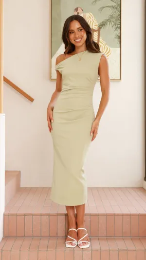 Lilah Midi Dress - Sage Drizzle Sky Timeless Comfort