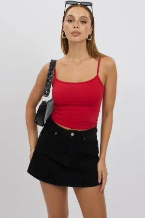 Black Denim Skort Skirt High Rise Invisible Seams