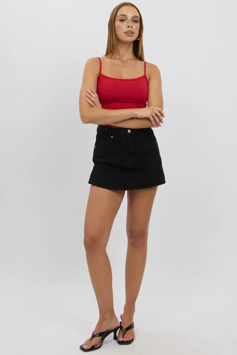 Black Denim Skort Skirt High Rise Tie Dye Style