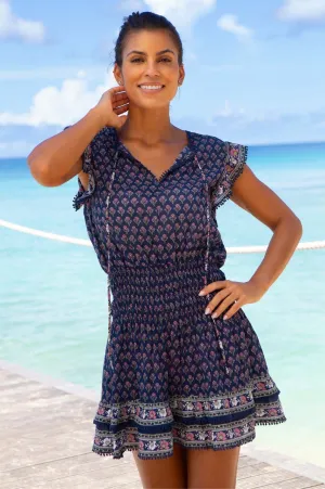 Macy Mini Organic Cotton Dress | Navy/Pink Daring Mode