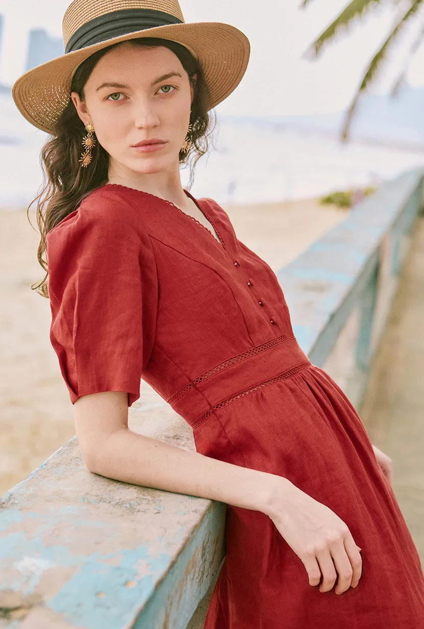 Meryl Linen Dress - Red Fast Fit Youth Glow