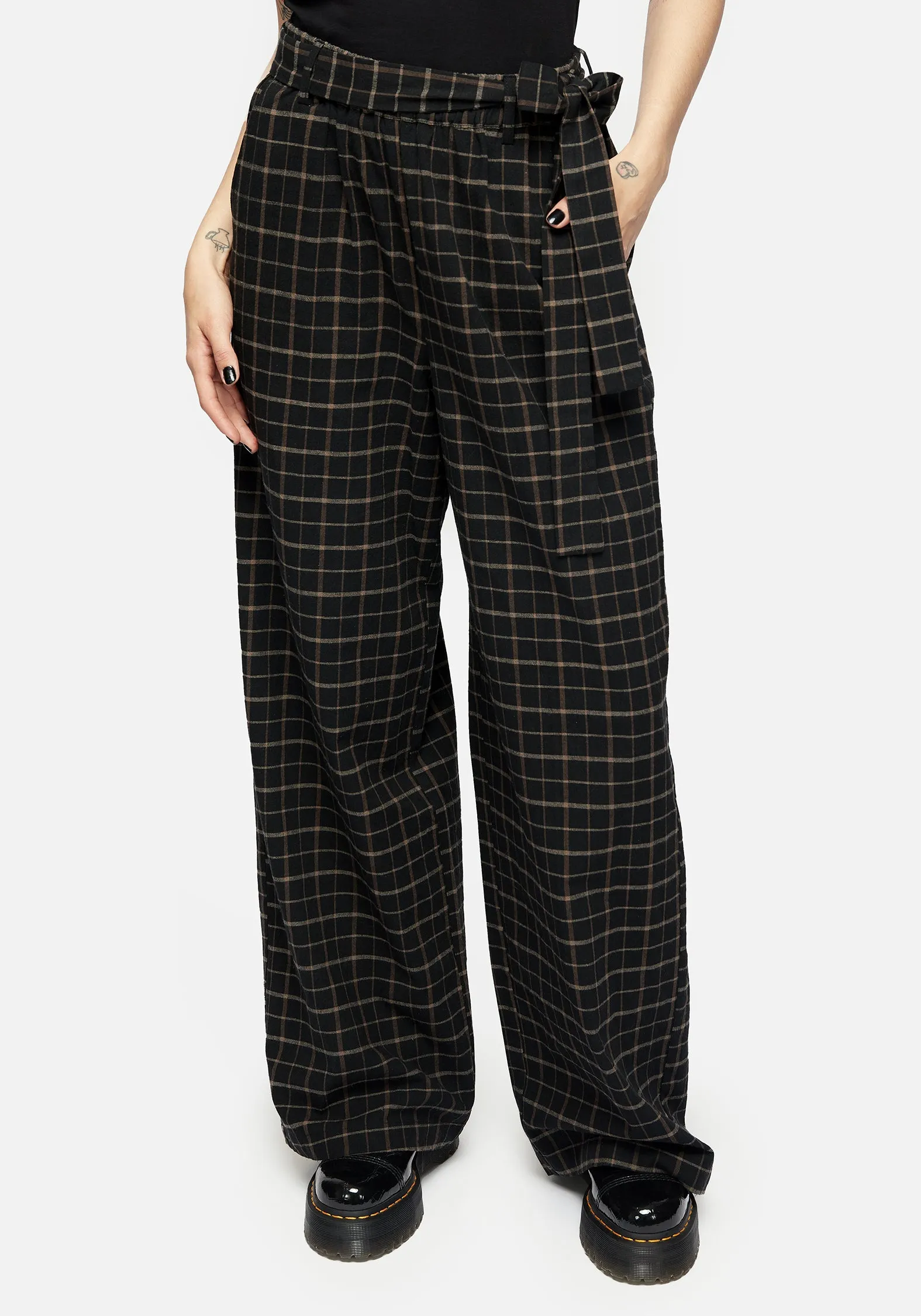 Stretch Ready Ransom Tie Waist Check Trousers