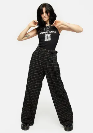 Ransom Tie Waist Check Trousers Adjustable drawstring Functional Look