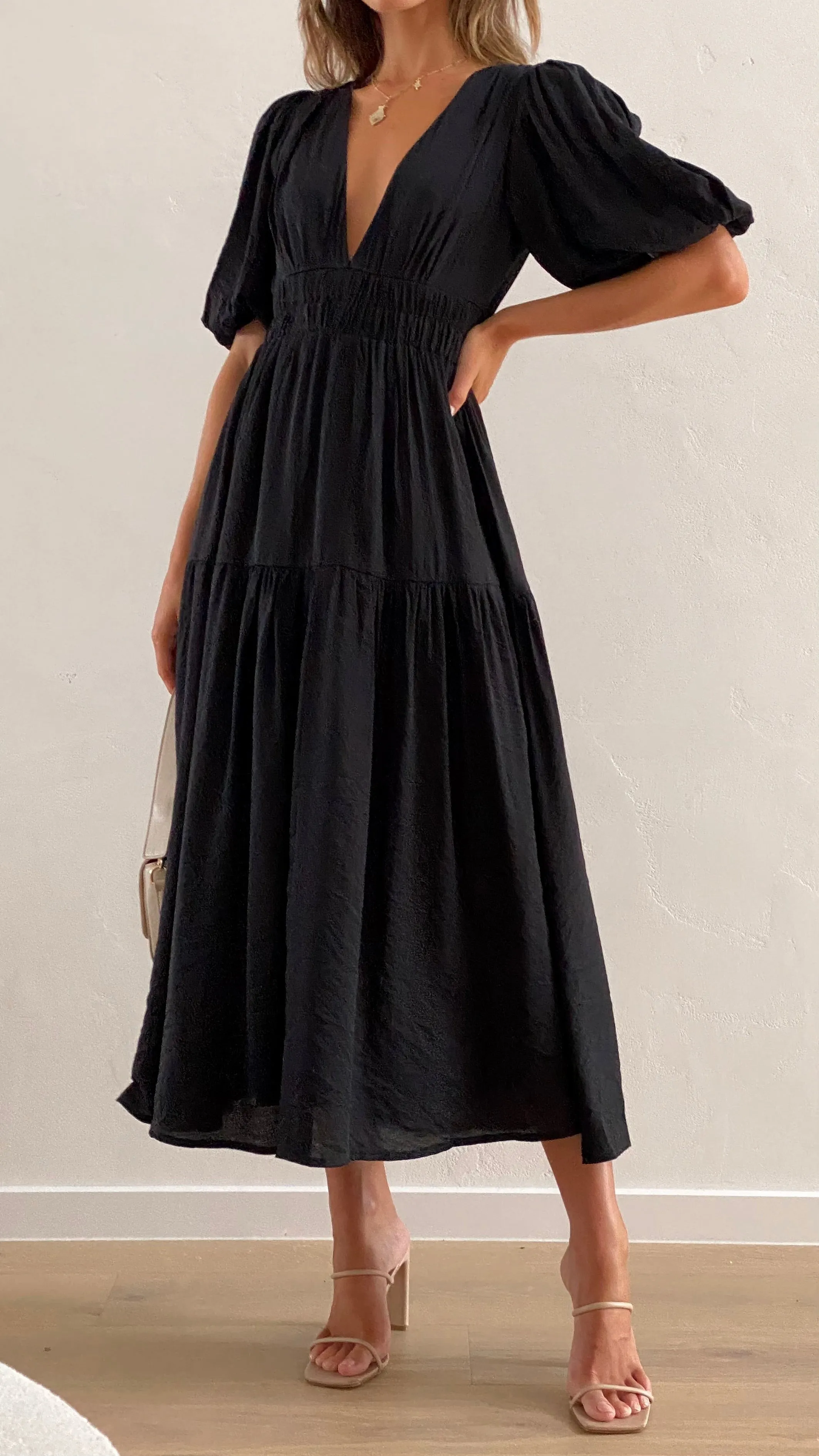 Bright Ray Erin Midi Dress - Black