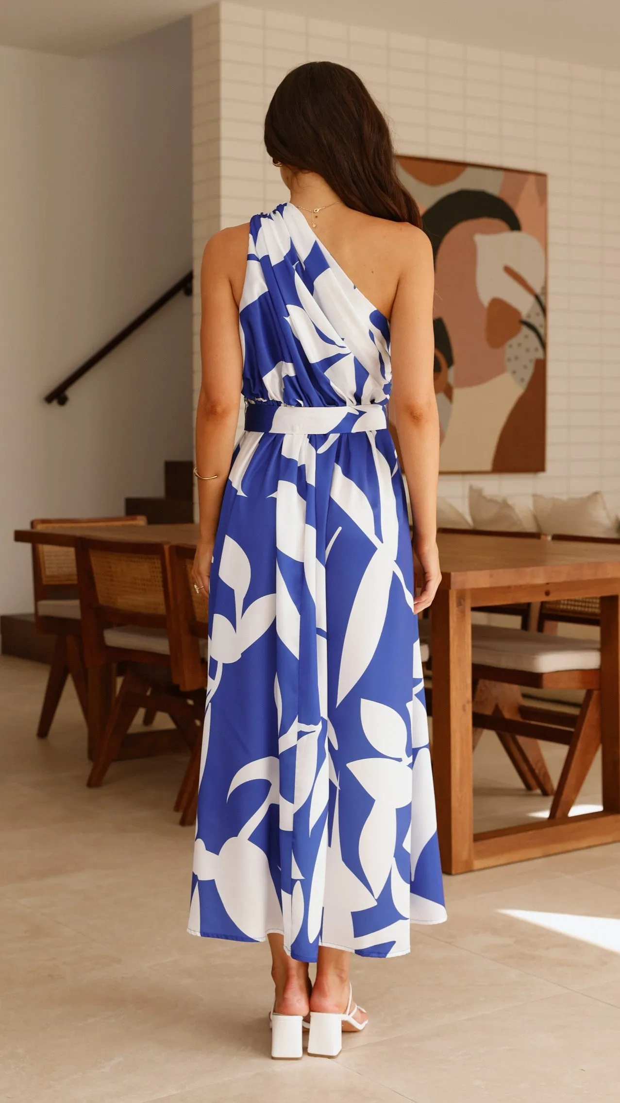Galaxy View Rural Air Hadas Maxi Dress - Cobalt/White Print