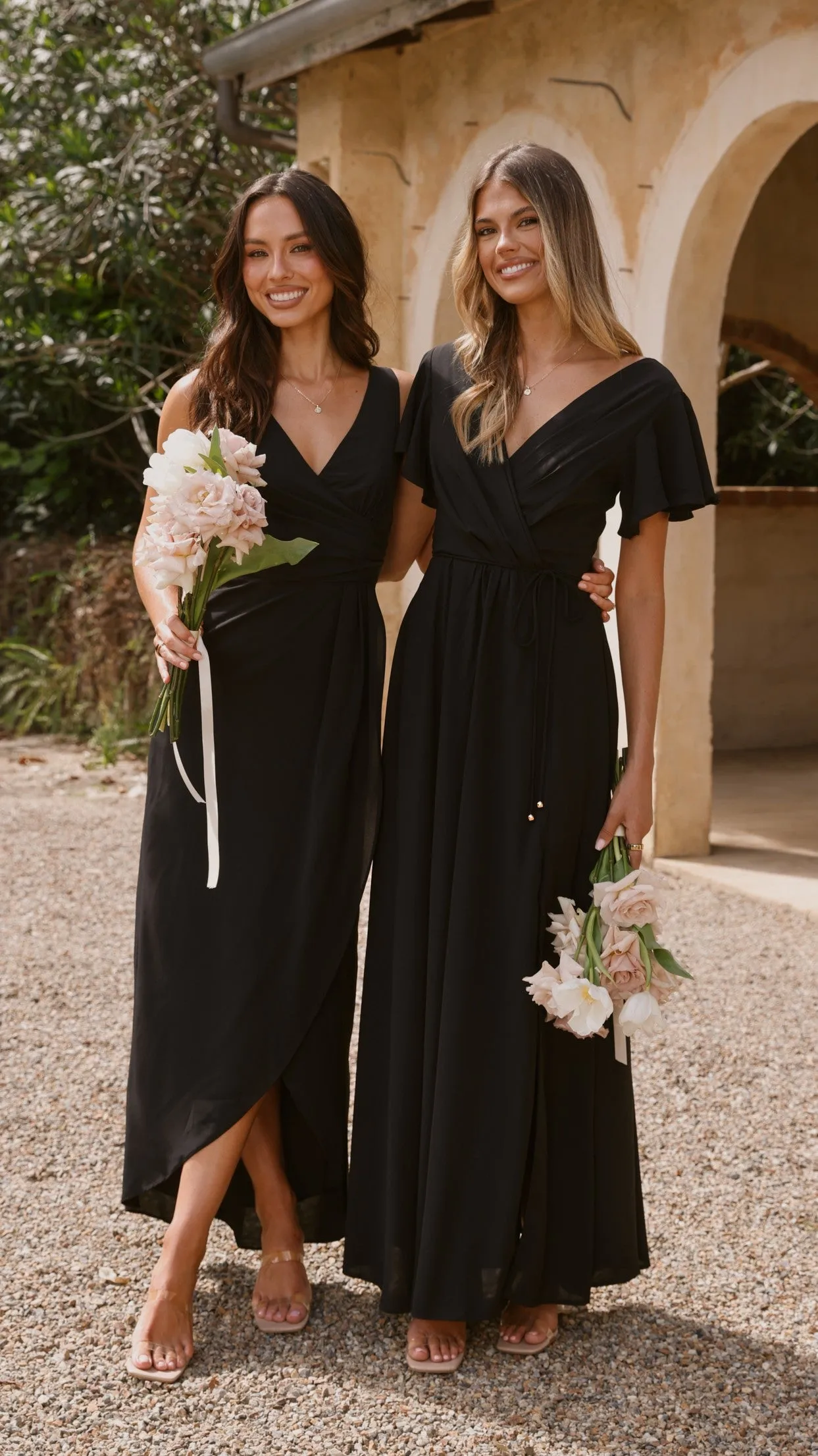 Pamela V Neck Maxi Dress - Black Dye Glow Bronze Glow