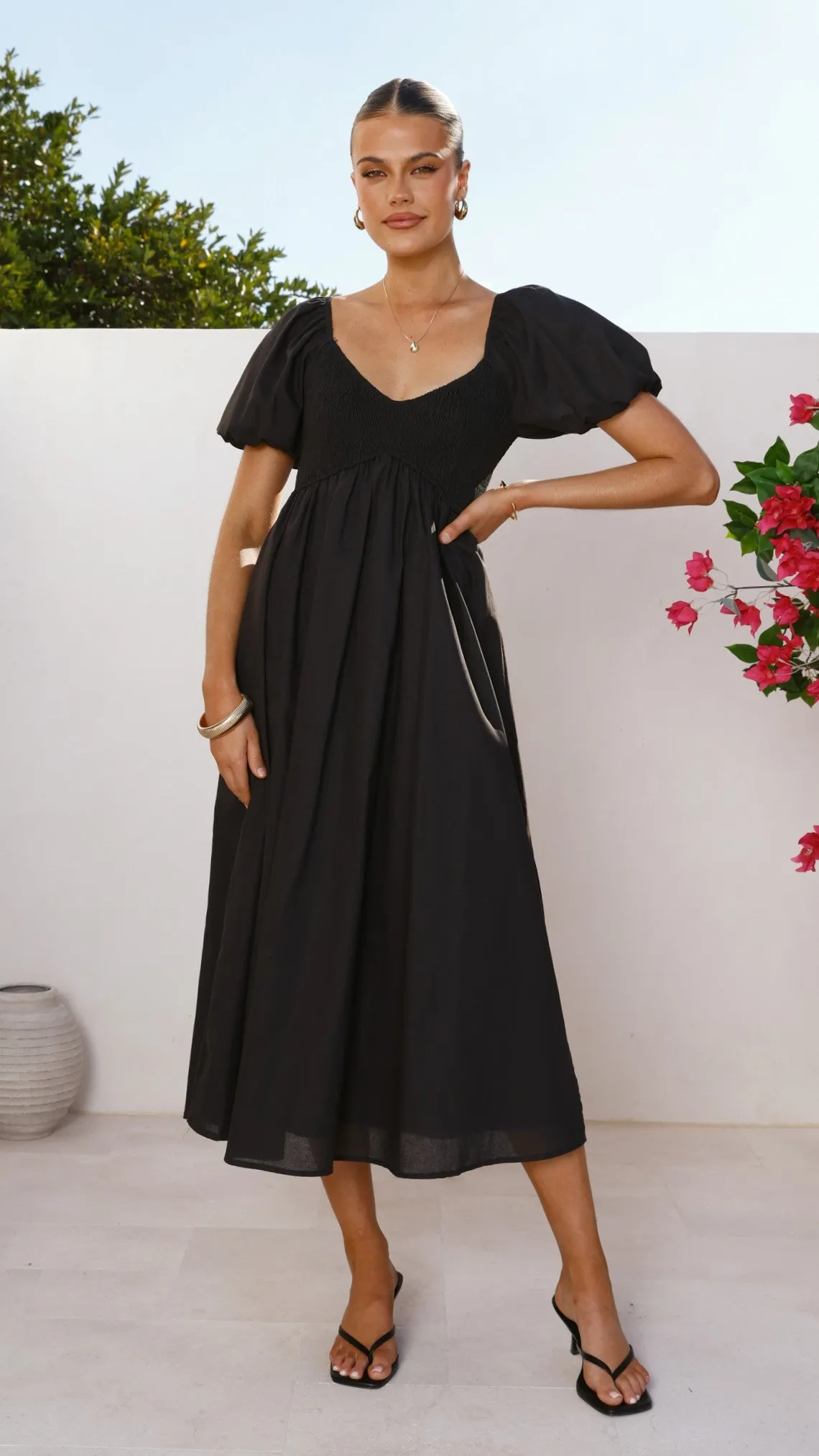 Heat Proof Night Calm Sahirah Midi Dress - Black