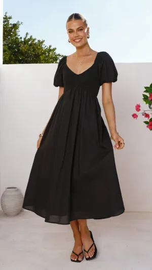 Comfortable casual maxi Sahirah Midi Dress - Black