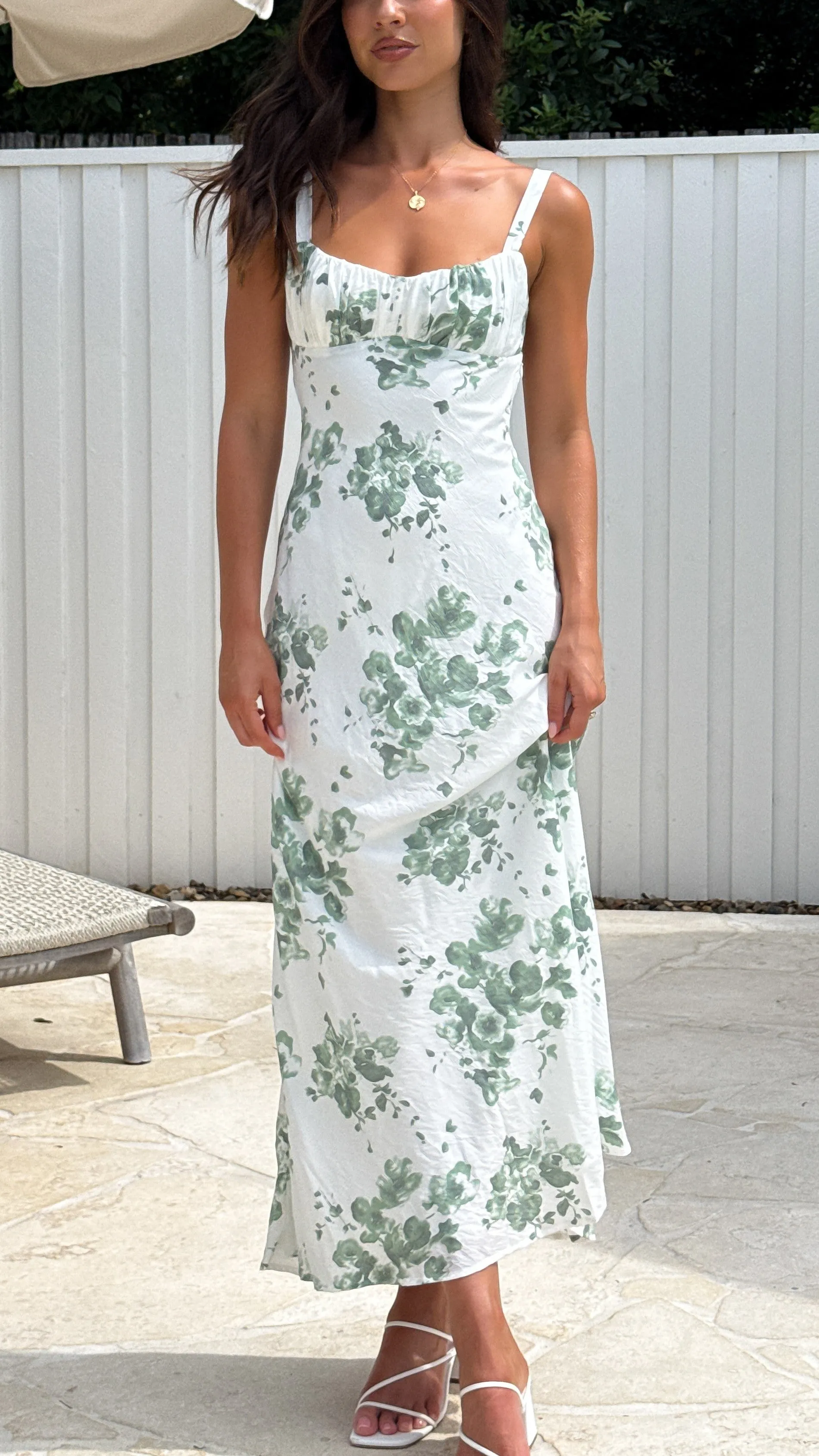 Margo Midi Dress - Green Floral Timeless Comfort Harbor Dock