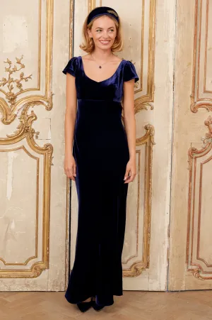 Comfortable Wardrobe Lilah Velvet Maxi Dress | Navy