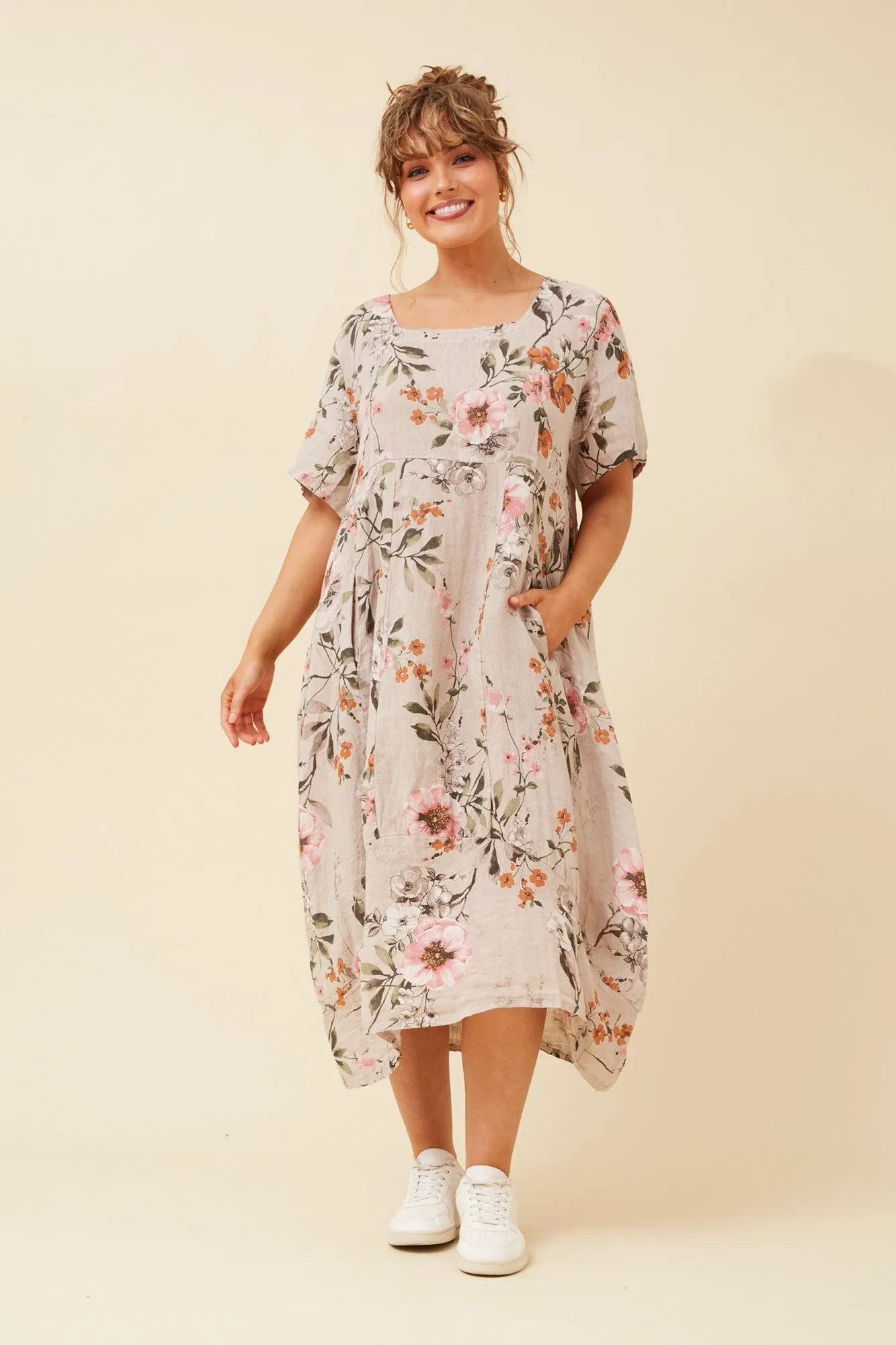 Modern Edge VAL FLORAL LINEN DRESS