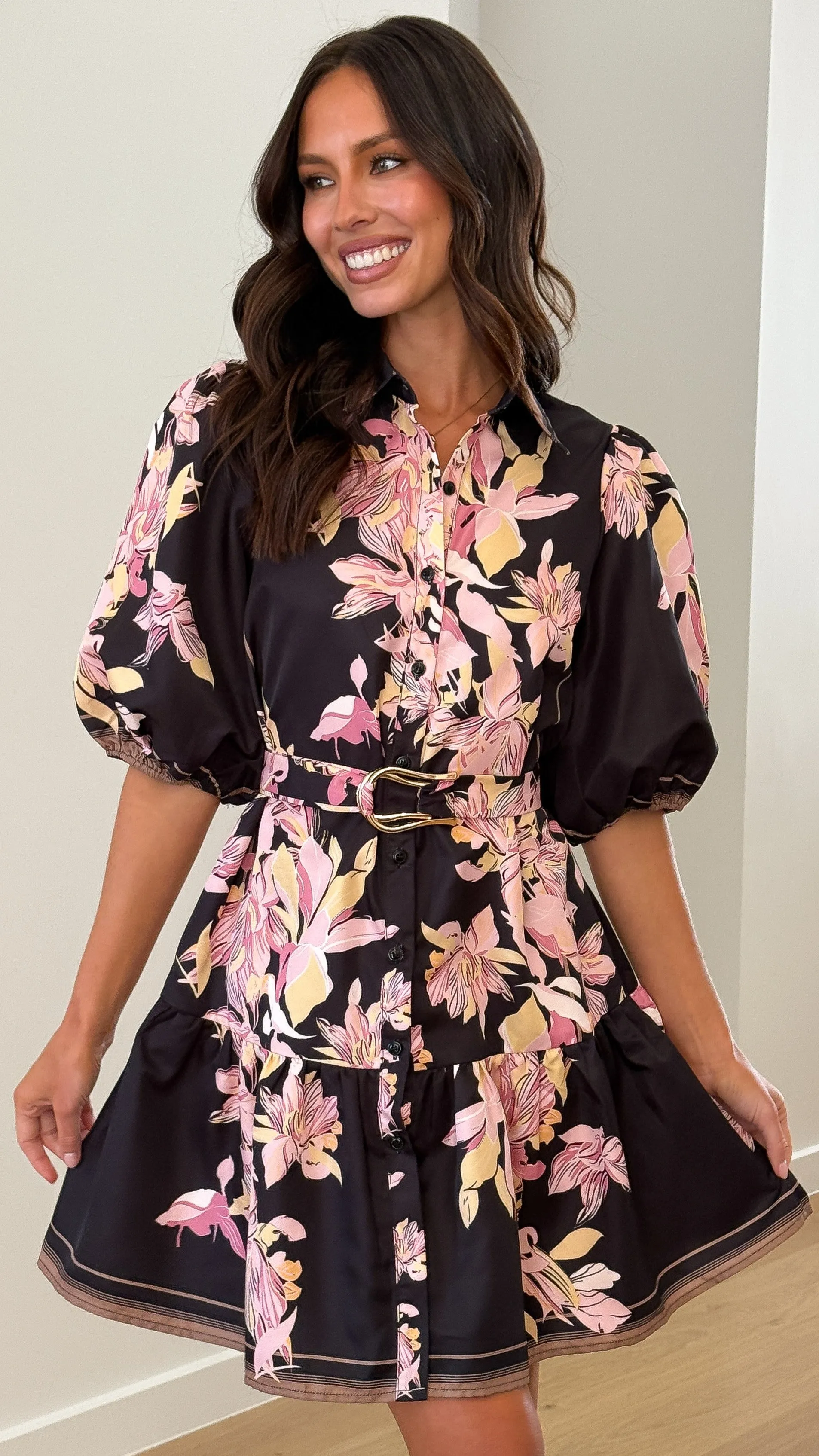 fun mini Fun casual mini Michelle Mini Dress - Black / Pink