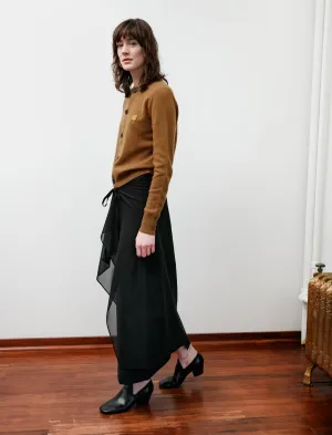 Double Layer Float Skirt Black/Navy Modern Cut Draped Silhouette