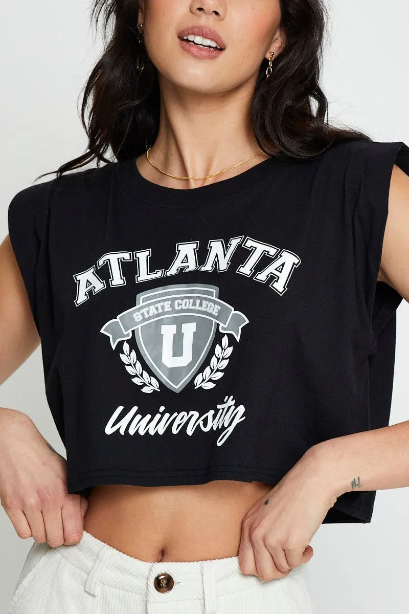 Black Crop T-Shirt Short Sleeve Layering Wear