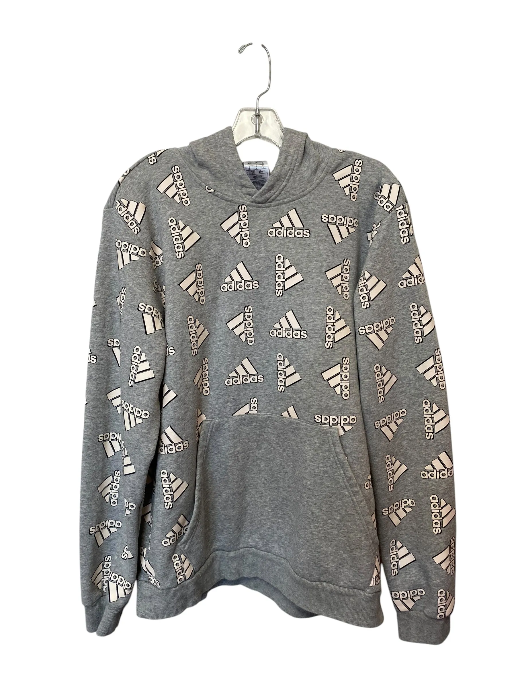 Cool Sweater Sweatshirt Hoodie By Adidas In Grey, Size: L