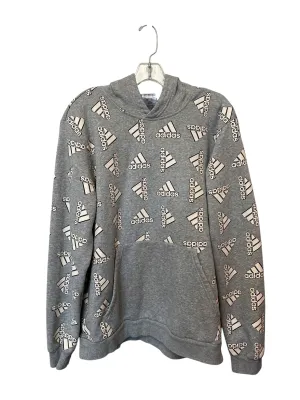 Cool Sweater Sweatshirt Hoodie By Adidas In Grey, Size: L