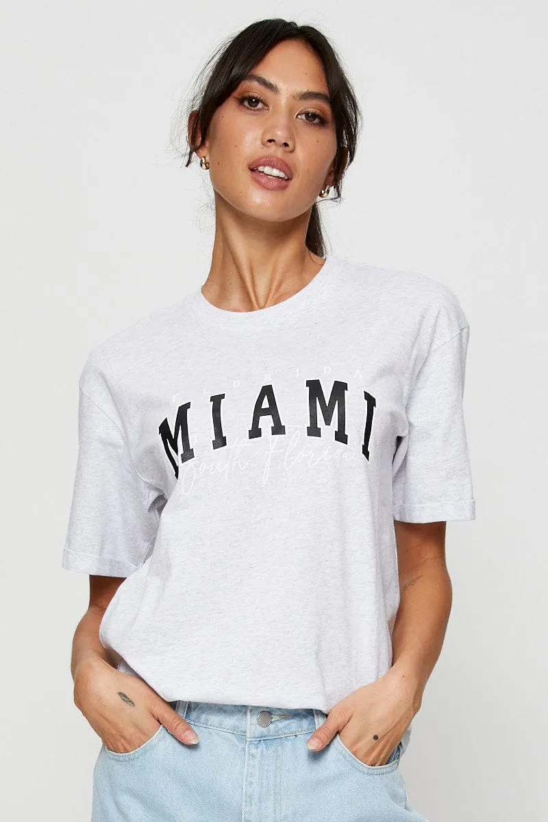 Grey Graphic T Shirt Short Sleeve Minimal Comfort Style Timeless Comfort Wear