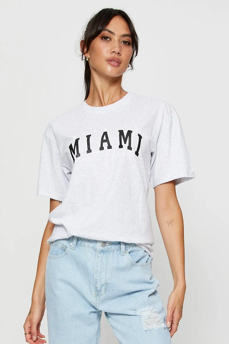 Grey Graphic T Shirt Short Sleeve Relaxed Jeans