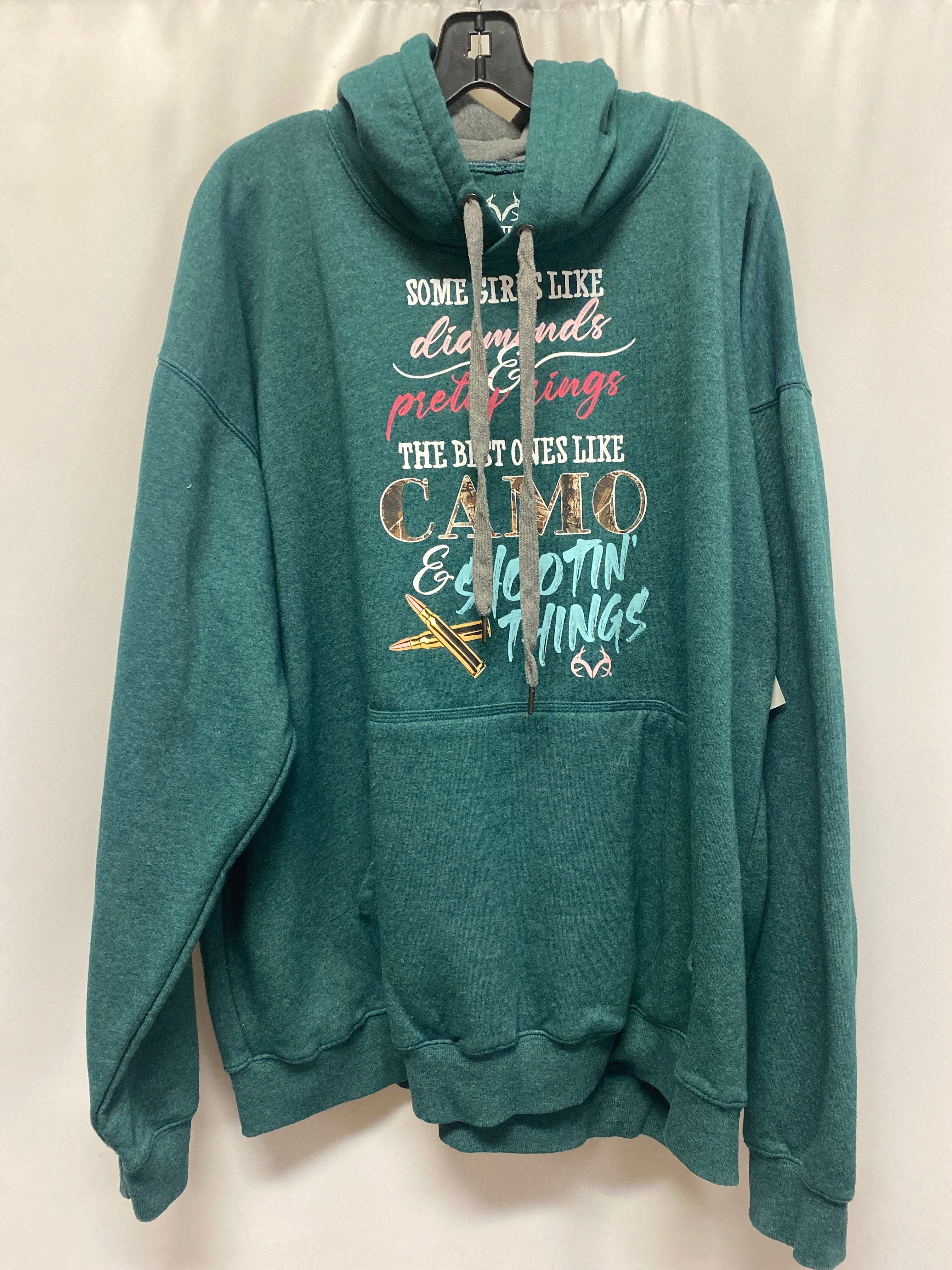 Saga Fit MeshVentilation Sweatshirt Hoodie By Realtree In Green, Size: 2x