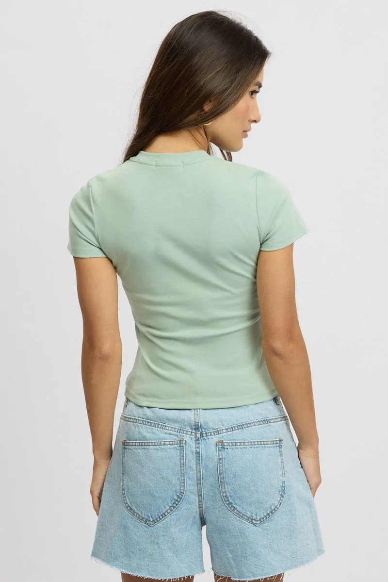 Green Graphic Tee Short Sleeve quick-drying