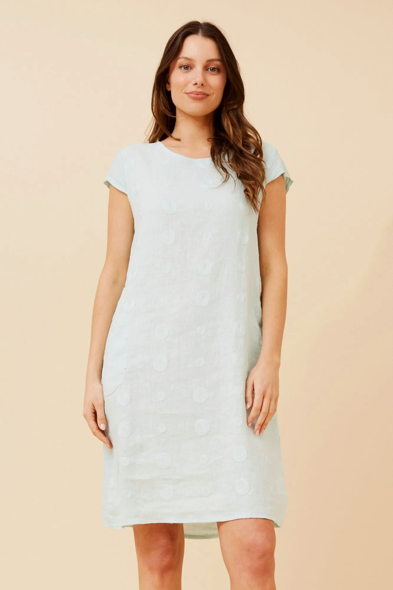 Stylish Jumper Muse Edge SISLEY POLKA DOT LINEN DRESS