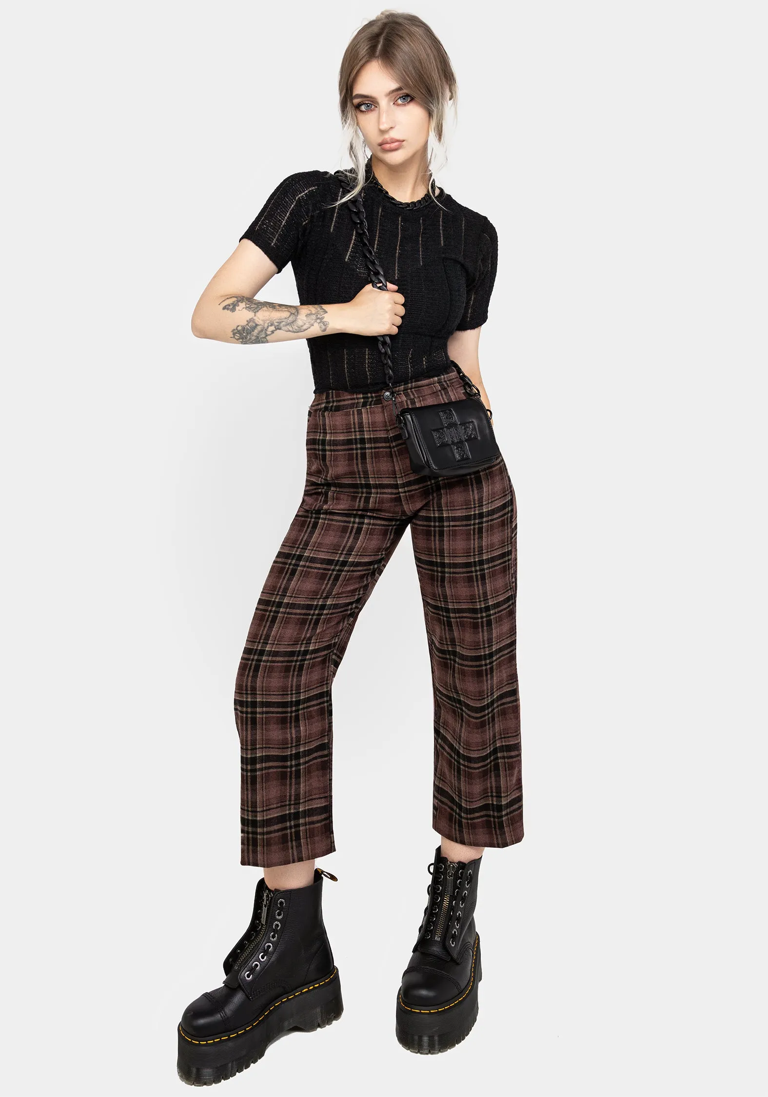 HeatRegulatingLining Hickory Check Straight Leg Trousers
