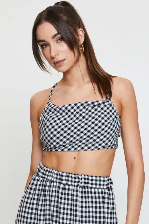 Check Singlet Top Sleeveless Crop QuickRelease Closures FormFitting Cut