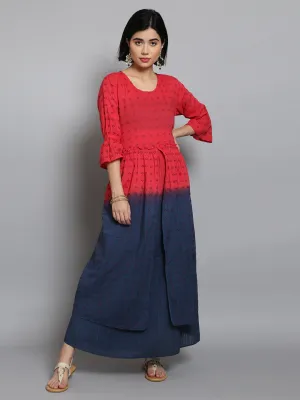 Women Pink & Navy Blue Printed Dress Essential Shirt