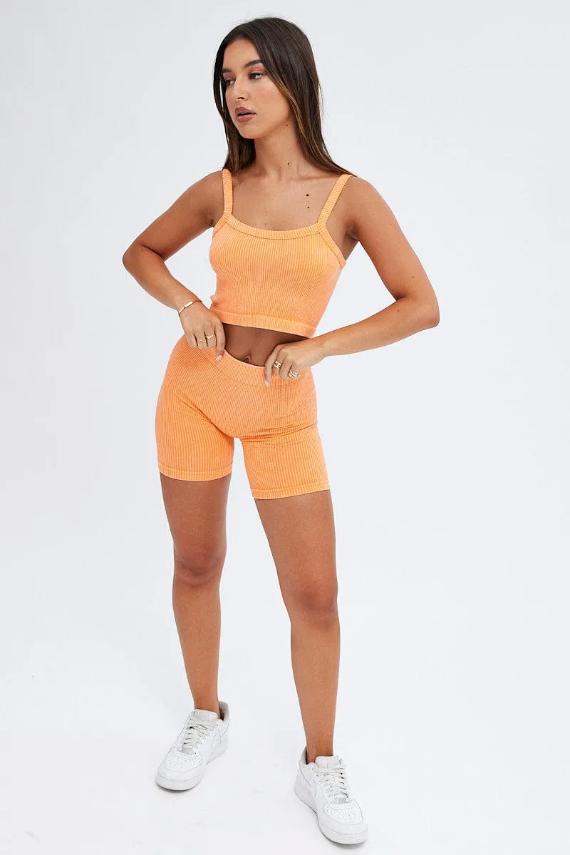 Orange Crop Singlet Top Seamless Silver Glow MeshVentilation
