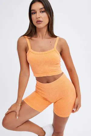 ChafeResistant Seams RecycledBlend Orange Crop Singlet Top Seamless