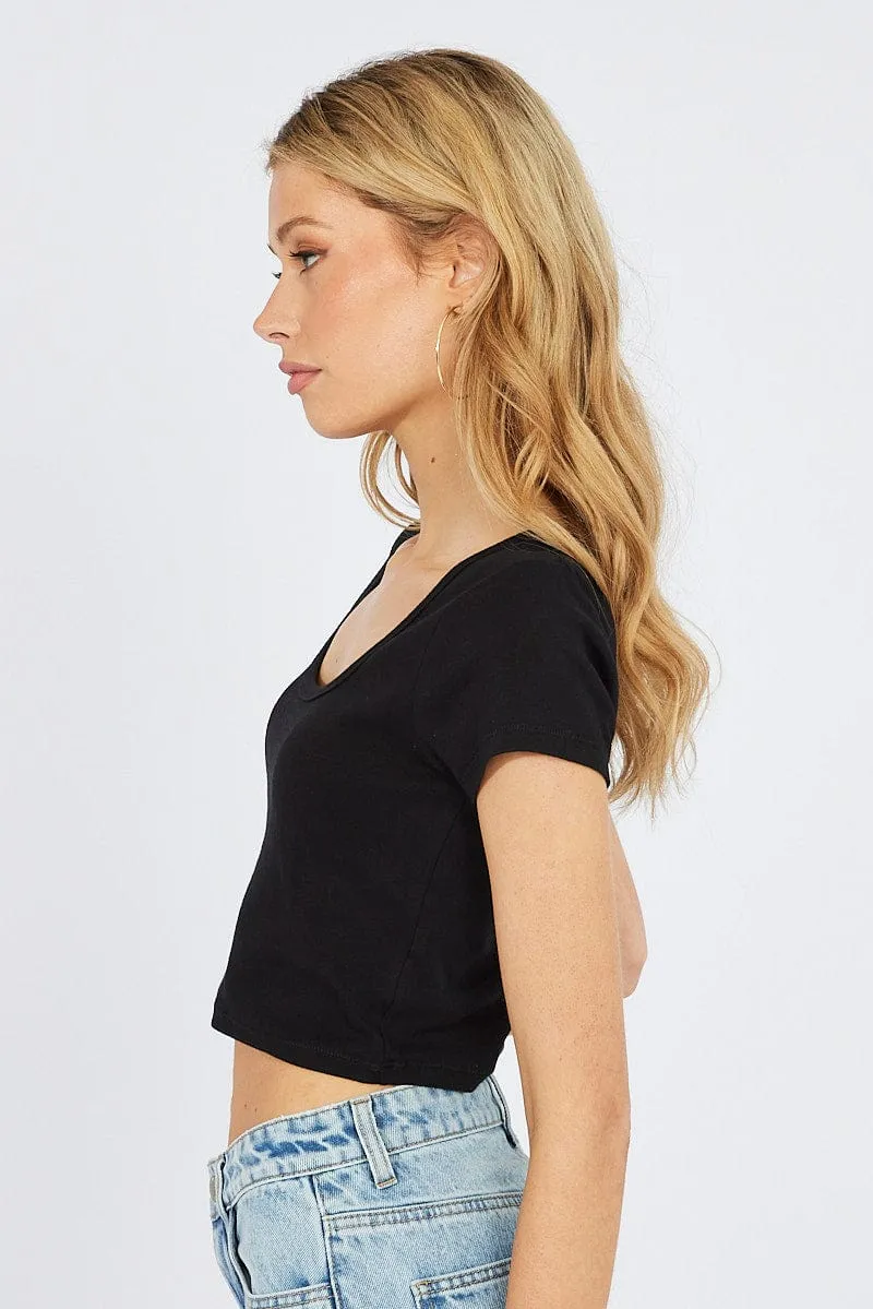 StainlessZippers Dry Touch Black T-Shirt Short Sleeve Scoop Neck