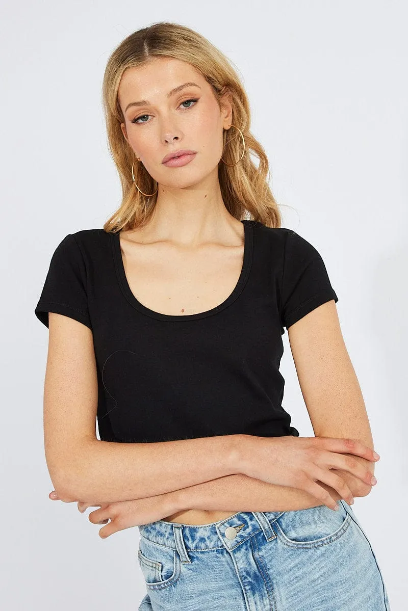 Black T-Shirt Short Sleeve Scoop Neck hypoallergenic material Art Core