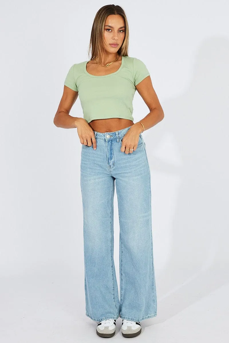Cozy Sweatshirt FlexSeamTechnology Green T-Shirt Short Sleeve Scoop Neck