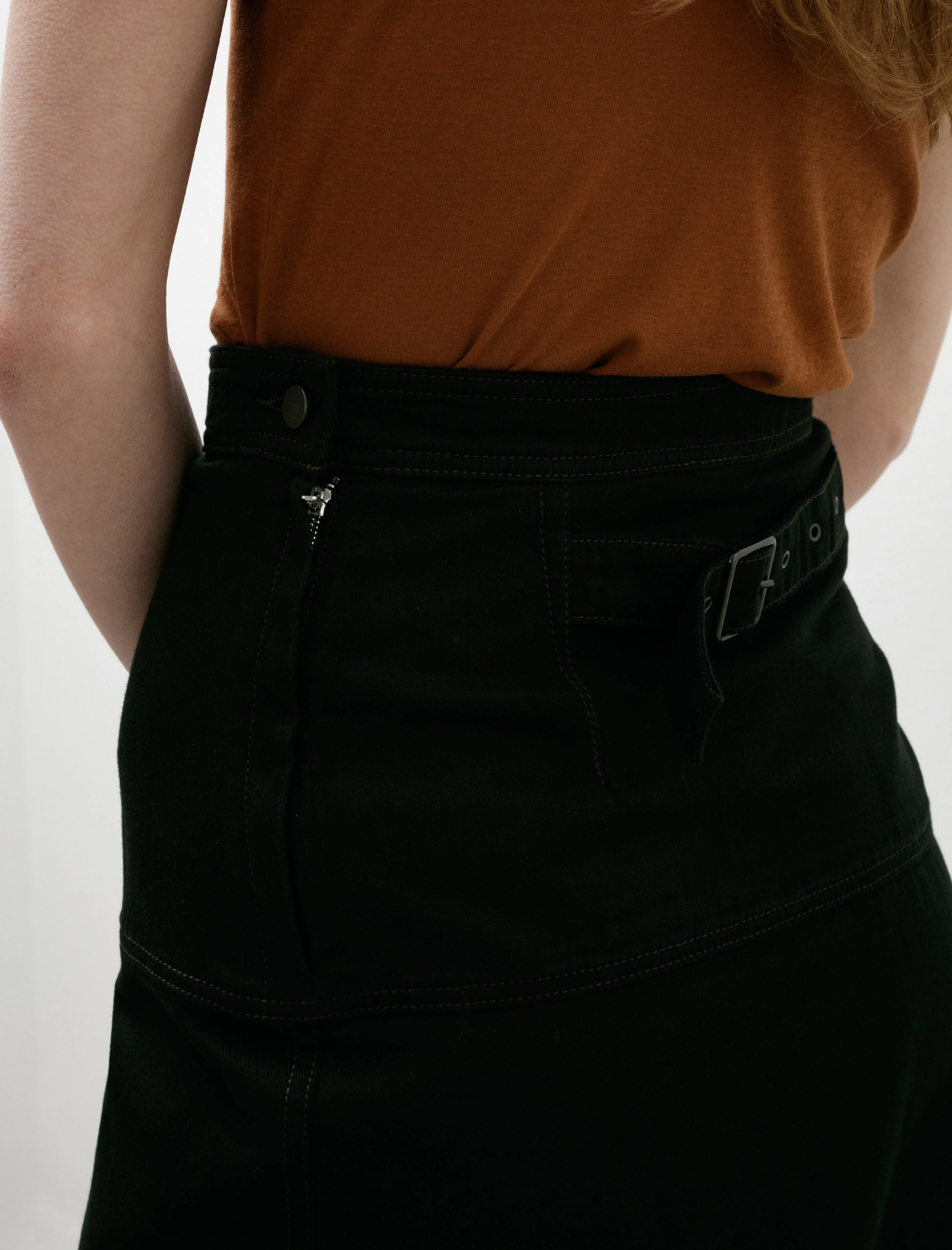Skirt With Slit Black Denim Figure Flattering