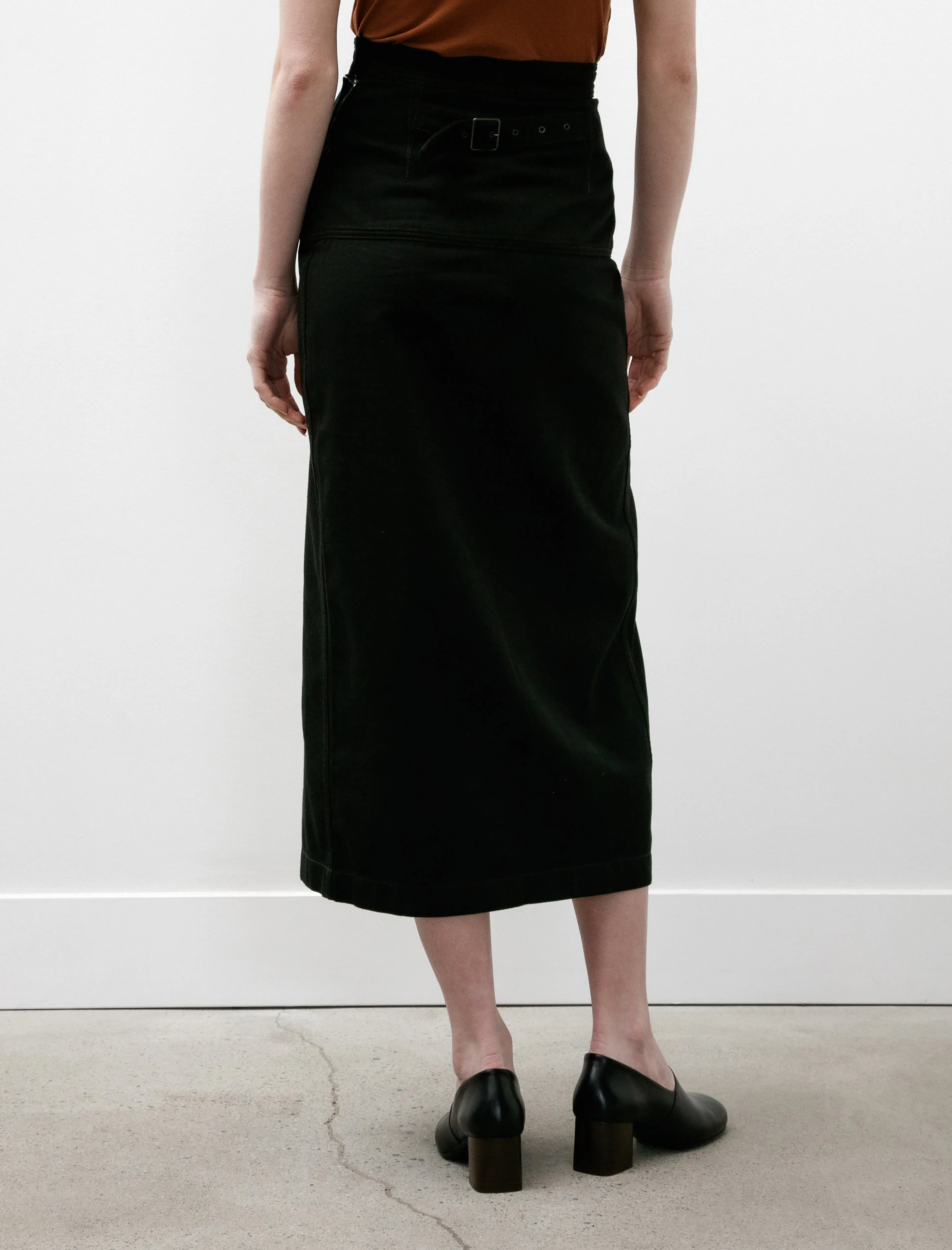 Skirt With Slit Black Denim Everyday Comfort