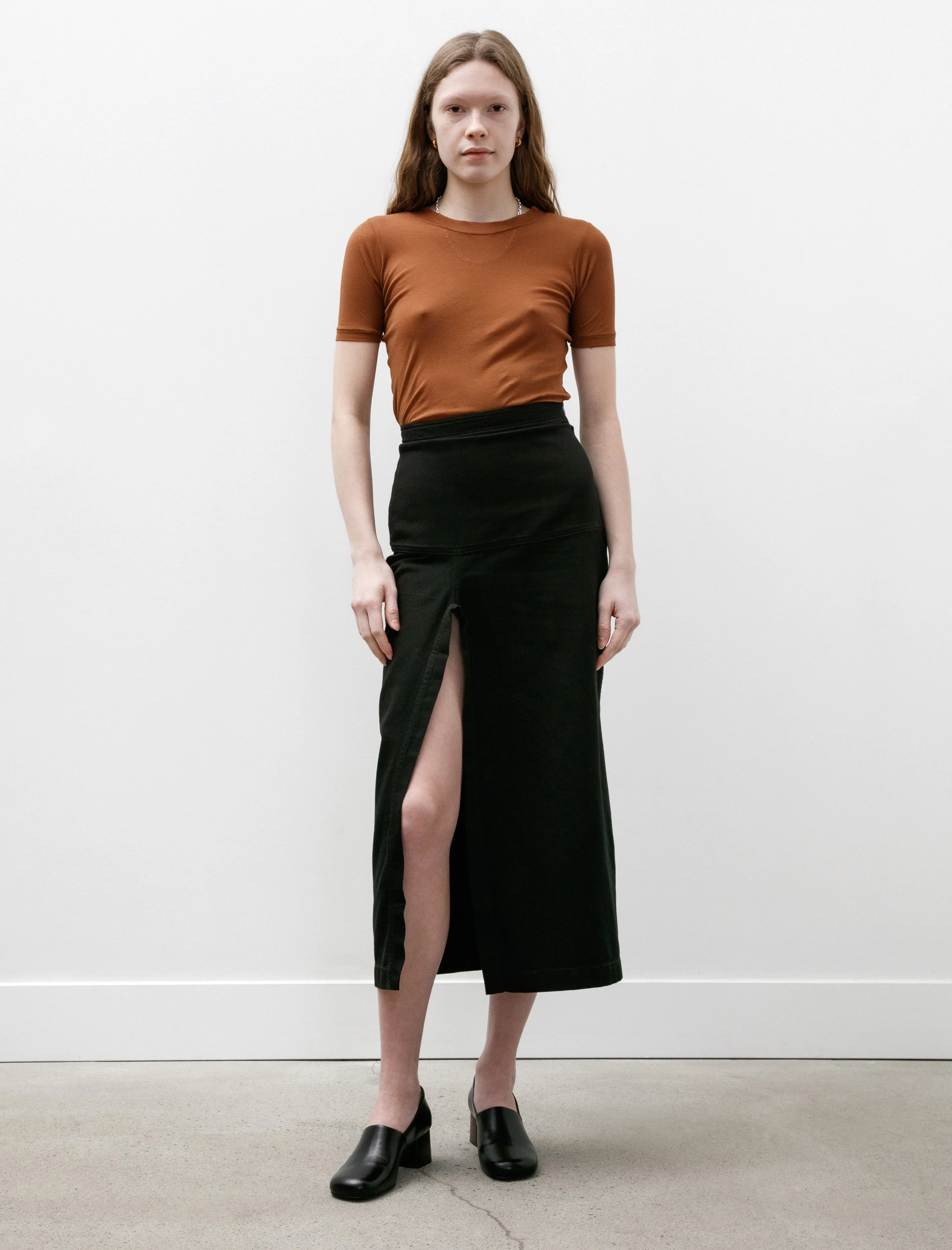 Skirt With Slit Black Denim Opaque finish Creative Look