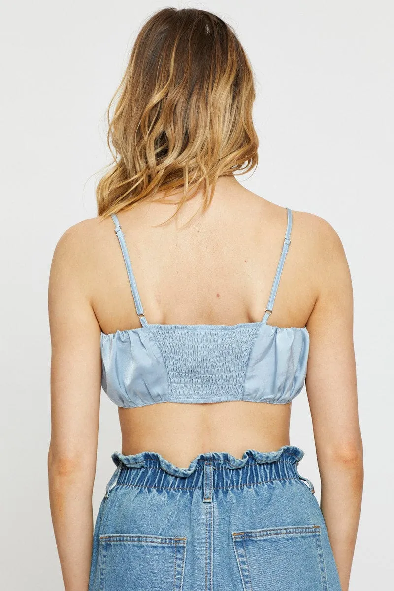 TaglessDesign Blue Singlet Top Sleeveless Cowl Neck