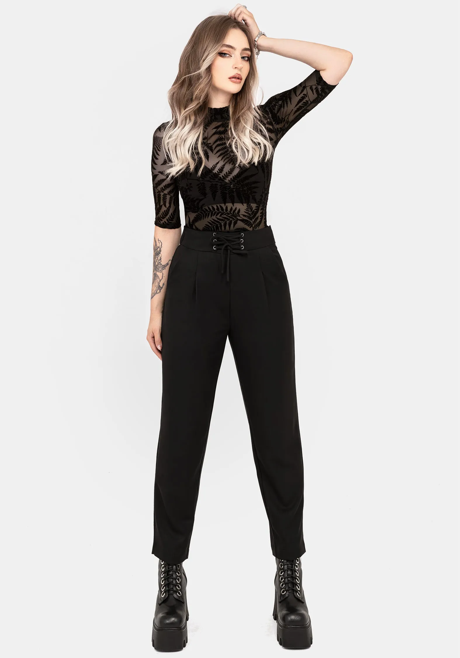 Cassandra Lace-Up Waist Tailored Trouser HighRiseWaist Modern Style