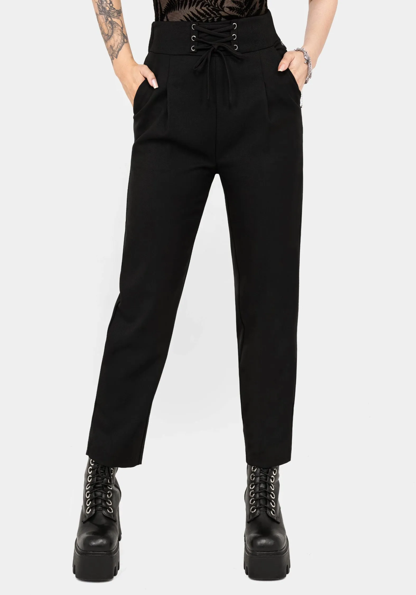 BreathableMeshLining Cassandra Lace-Up Waist Tailored Trouser