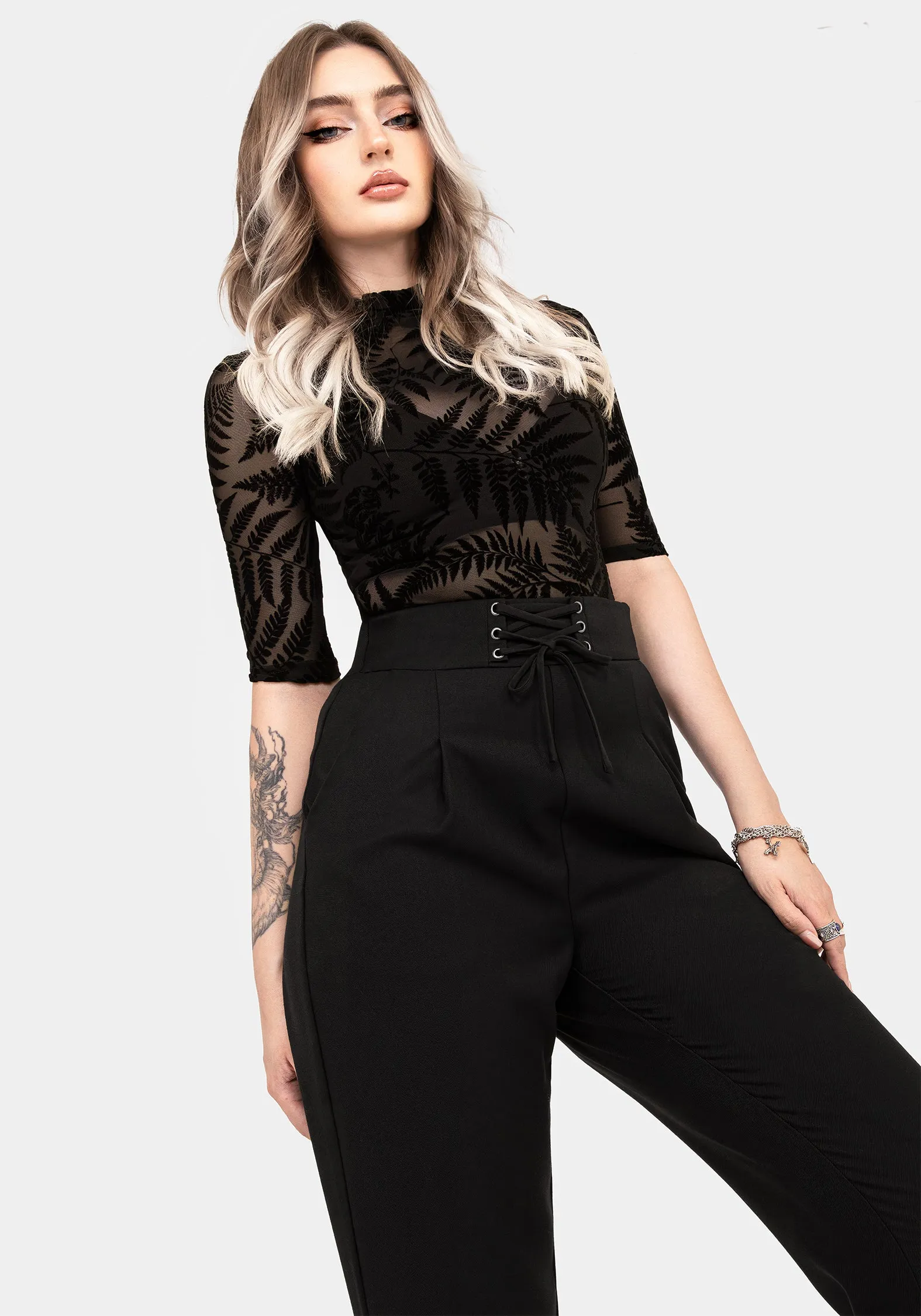 Cassandra Lace-Up Waist Tailored Trouser Low Profile Design Timeless Layers