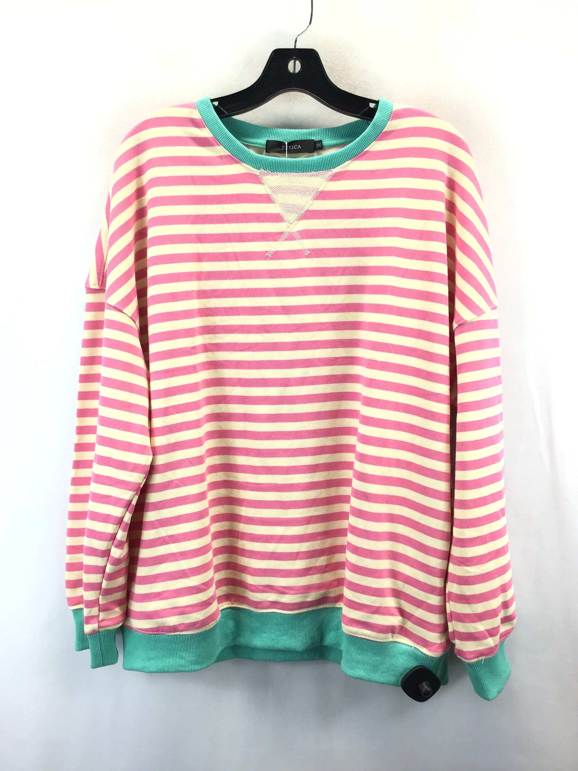 Sweatshirt Collar By Clothes Mentor In Striped Pattern, Size: M Zen Ease