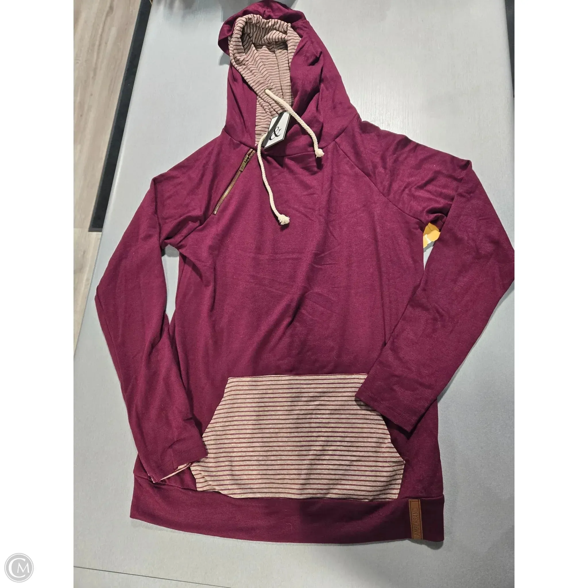 Heart Soul CompressionKnit Sweatshirt Hoodie By Cme In Maroon, Size: M