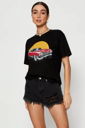 Classic Wear CoolingChannelFabric Black Graphic T Shirt Short Sleeve