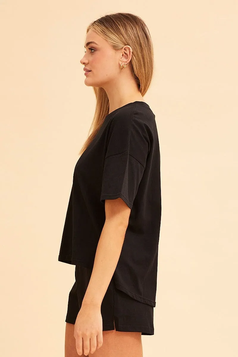 Outdoor Gear AntiPilling Finish Black Jamie Curved Hem Crew Neck Tee