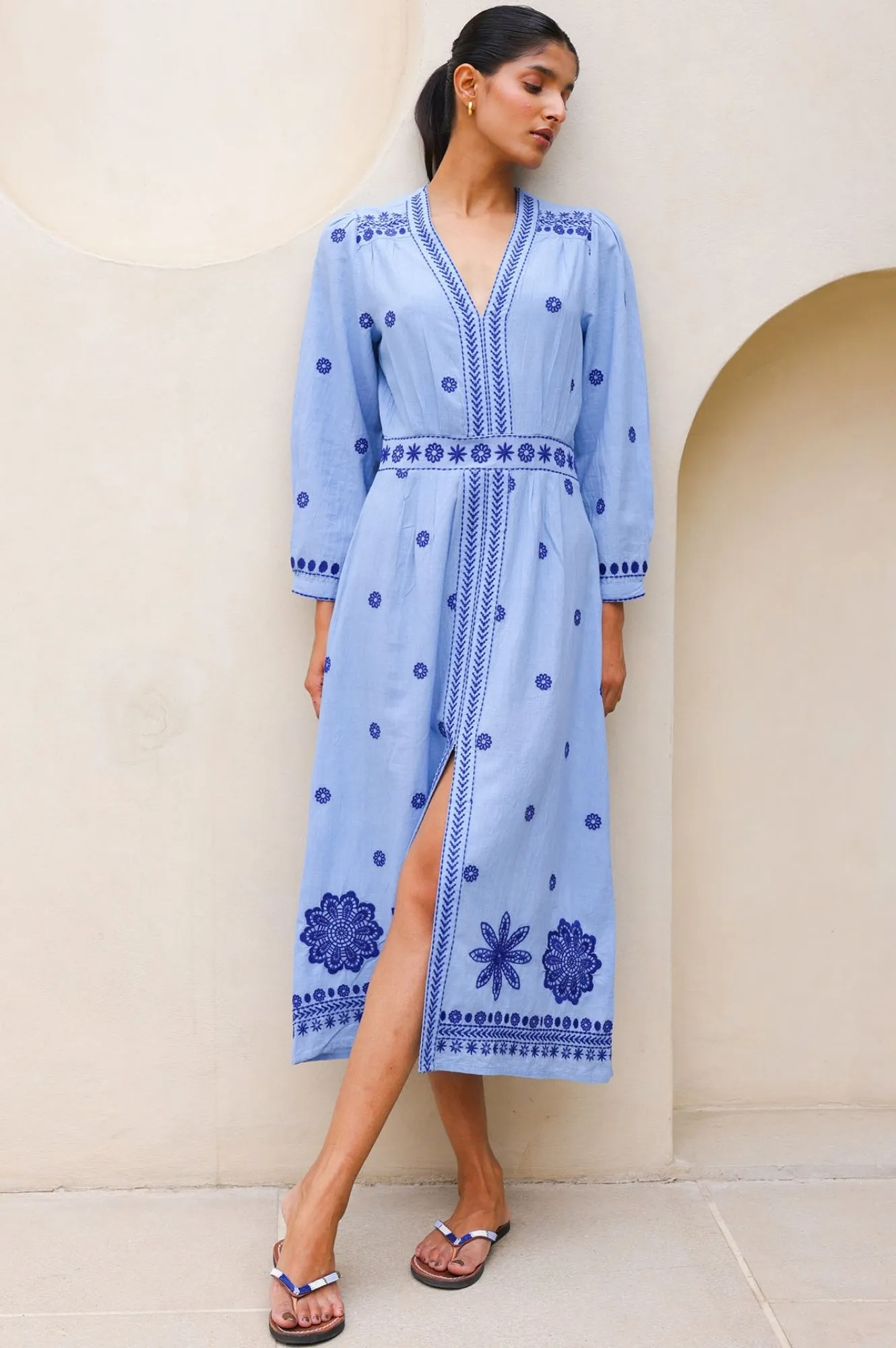 Jamila Embroidered Dress | Blue/Cobalt Spring Festival