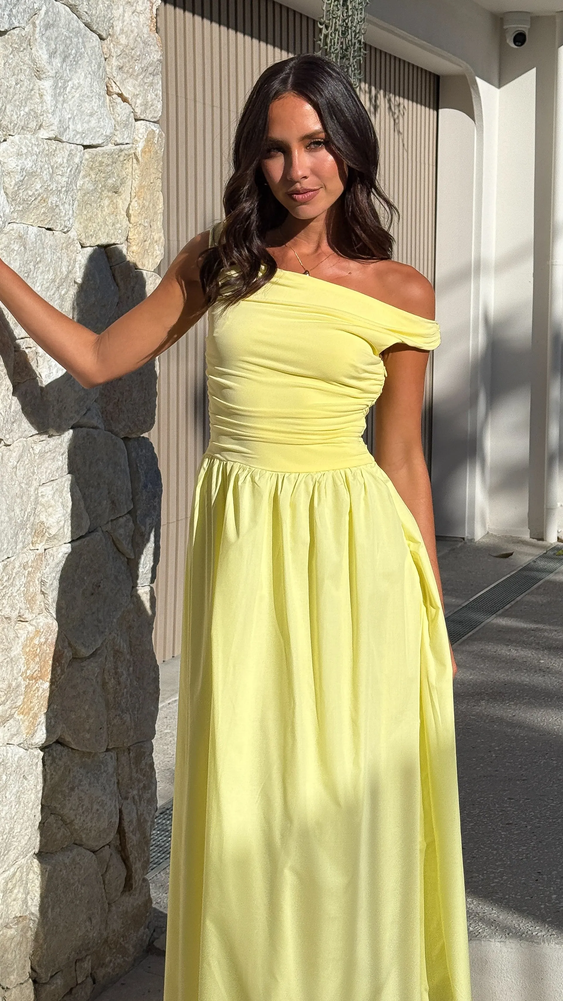 Feminine stylish midi Immy Midi Dress - Yellow