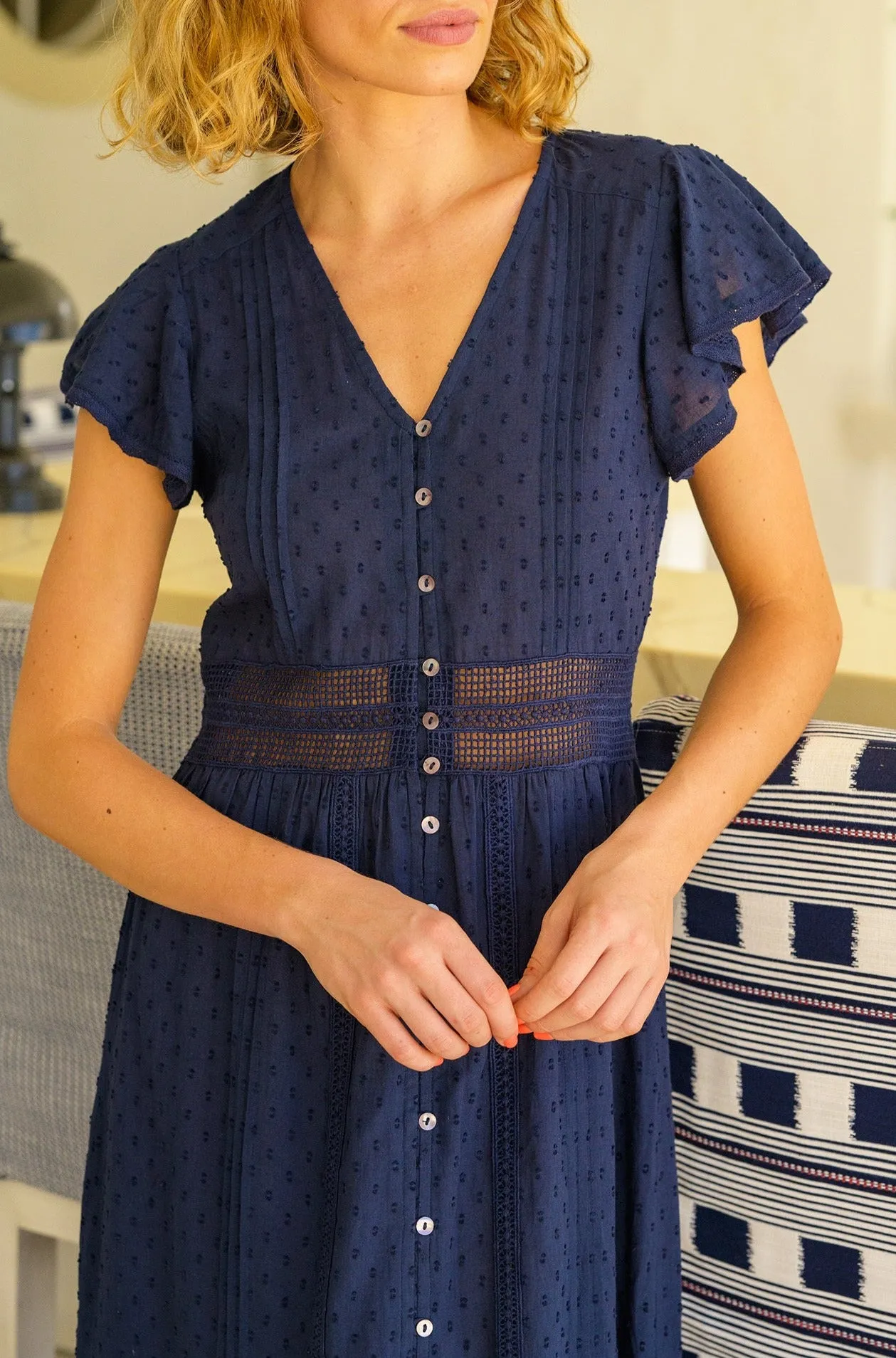 Nyla Beach Midi Dress | Navy Elegant knee-length dress Elegant Vibe