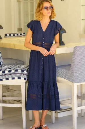Relaxed-fit mid-length dress Sunrise Feel Nyla Beach Midi Dress | Navy