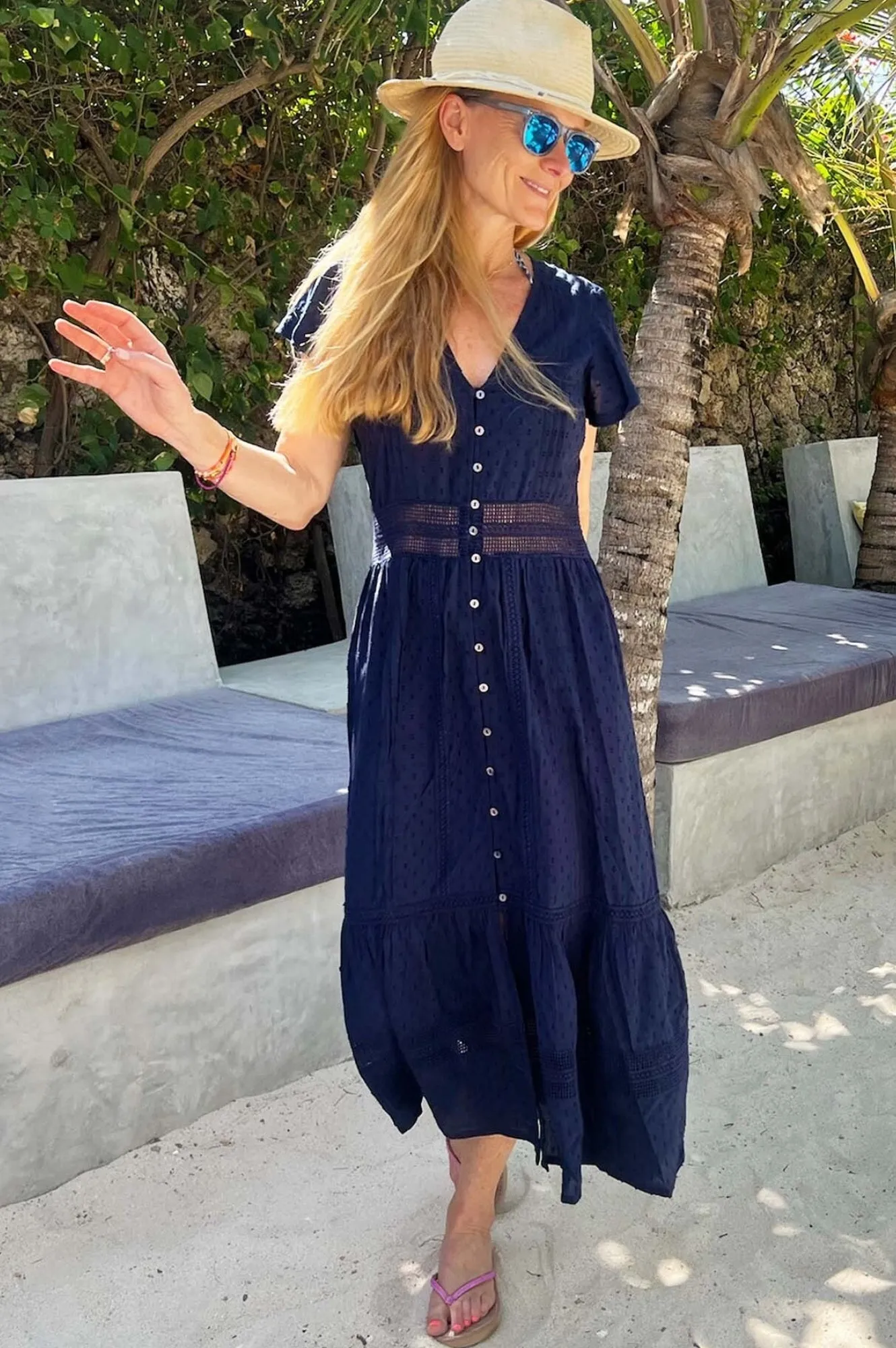 Classy Attire Island Mood Nyla Beach Midi Dress | Navy